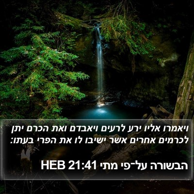 הבשורה על־פי מתי 21:41 HEB Bible Verse Image