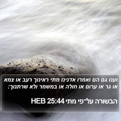 הבשורה על־פי מתי 25:44 HEB Bible Verse Image