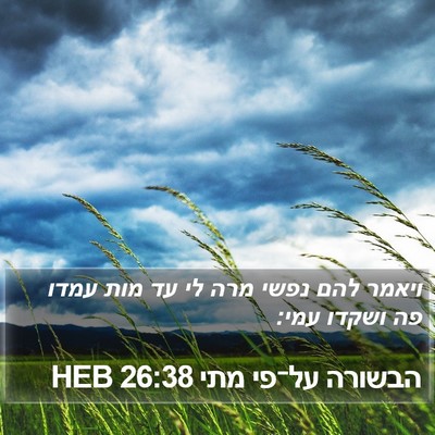 הבשורה על־פי מתי 26:38 HEB Bible Verse Image