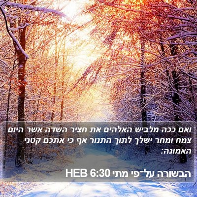 הבשורה על־פי מתי 6:30 HEB Bible Verse Image