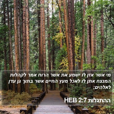 ההתגלות 2:7 HEB Bible Verse Image