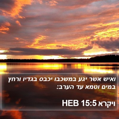 ויקרא 15:5 HEB Bible Verse Image