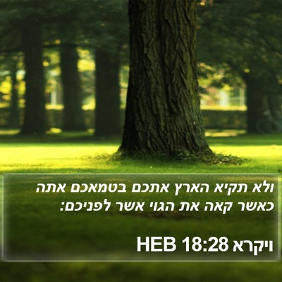ויקרא 18:28 HEB Bible Verse Image