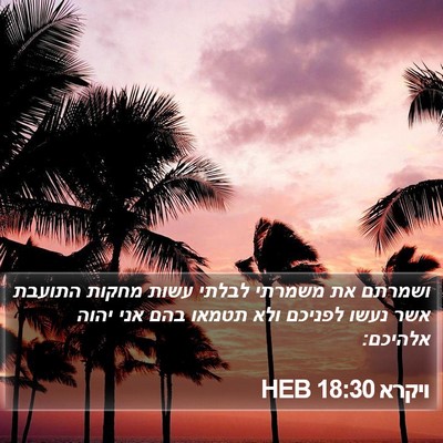 ויקרא 18:30 HEB Bible Verse Image