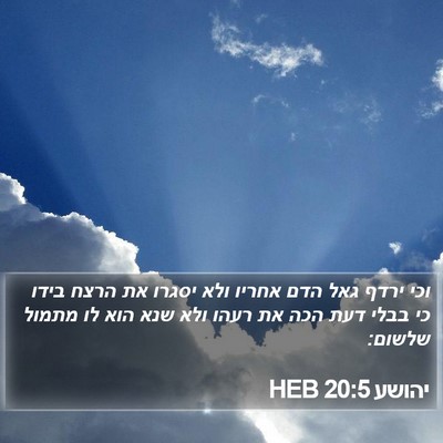 יהושע 20:5 HEB Bible Verse Image