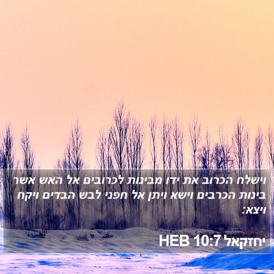 יחזקאל 10:7 HEB Bible Verse Image