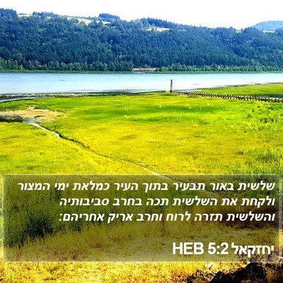יחזקאל 5:2 HEB Bible Verse Image