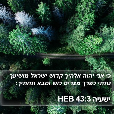 ישעיה 43:3 HEB Bible Verse Image