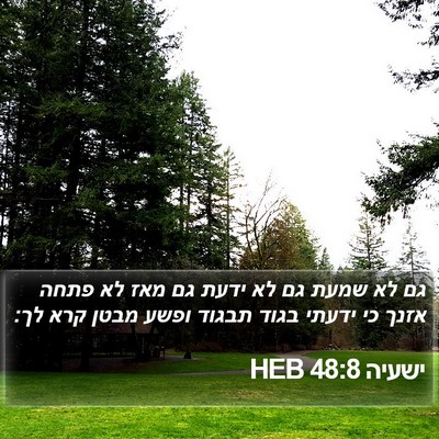 ישעיה 48:8 HEB Bible Verse Image