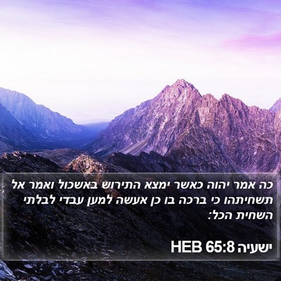 ישעיה 65:8 HEB Bible Verse Image