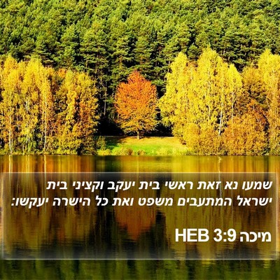 מיכה 3:9 HEB Bible Verse Image