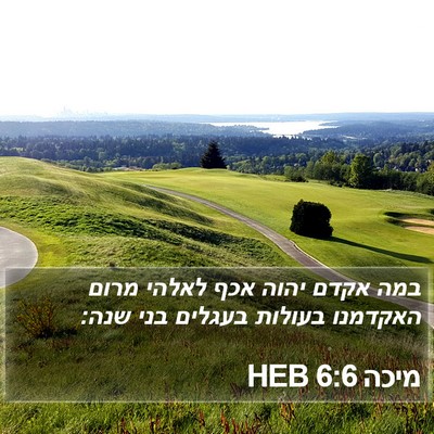 מיכה 6:6 HEB Bible Verse Image