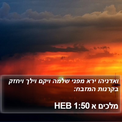 מלכים א 1:50 HEB Bible Verse Image