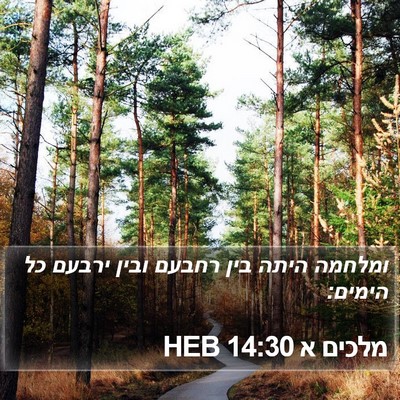 מלכים א 14:30 HEB Bible Verse Image