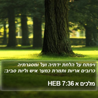 מלכים א 7:36 HEB Bible Verse Image