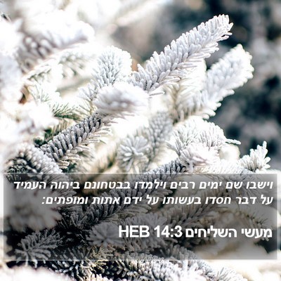 מעשי השליחים 14:3 HEB Bible Verse Image