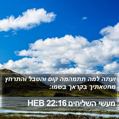 מעשי השליחים 22:16 HEB Bible Verse Image