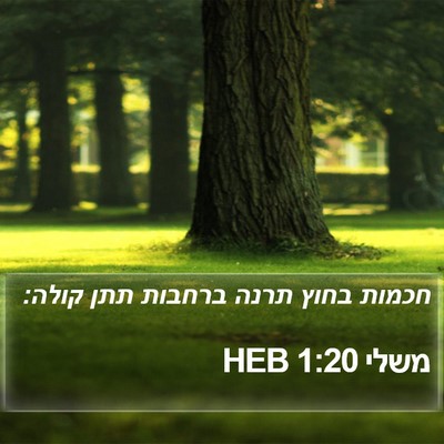 משלי 1:20 HEB Bible Verse Image