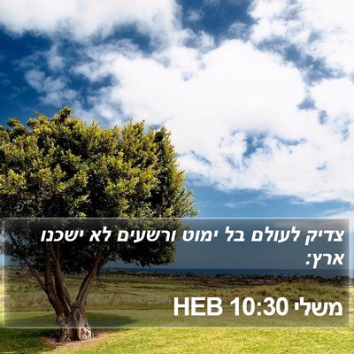 משלי 10:30 HEB Bible Verse Image
