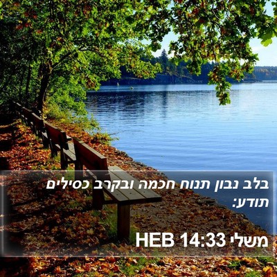 משלי 14:33 HEB Bible Verse Image