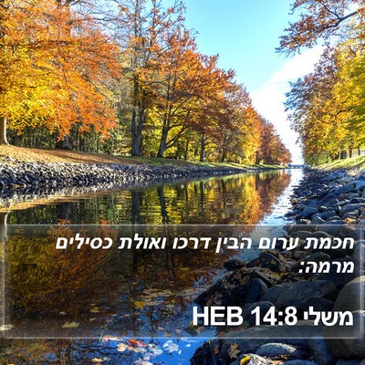 משלי 14:8 HEB Bible Verse Image