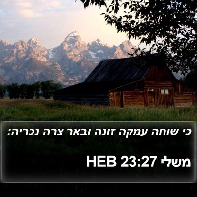 משלי 23:27 HEB Bible Verse Image
