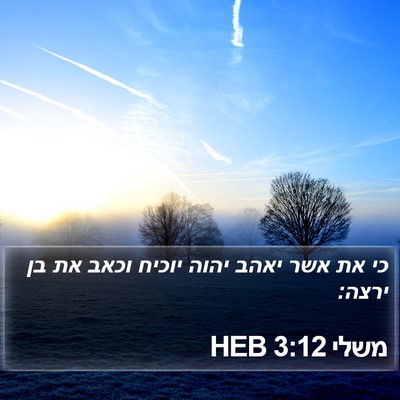 משלי 3:12 HEB Bible Verse Image