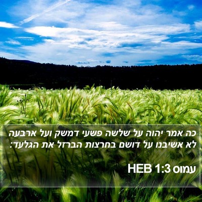 עמוס 1:3 HEB Bible Verse Image