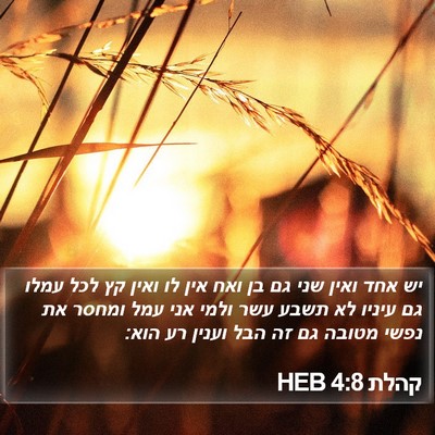 קהלת 4:8 HEB Bible Verse Image