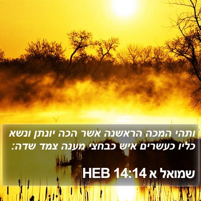 שמואל א 14:14 HEB Bible Verse Image