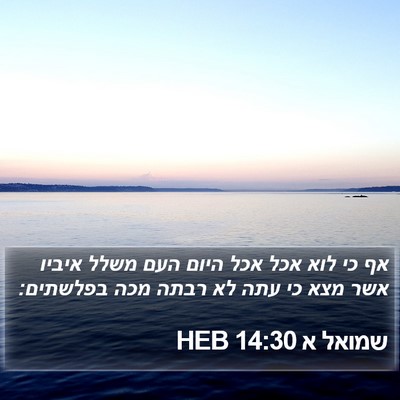 שמואל א 14:30 HEB Bible Verse Image