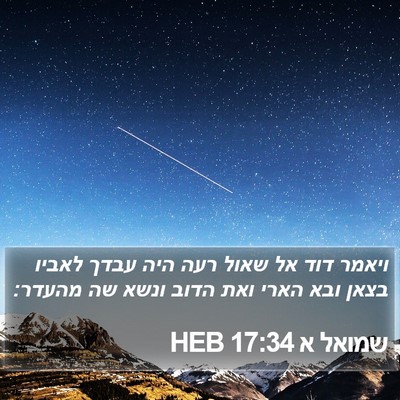 שמואל א 17:34 HEB Bible Verse Image