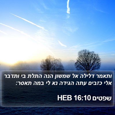 שפטים 16:10 HEB Bible Verse Image