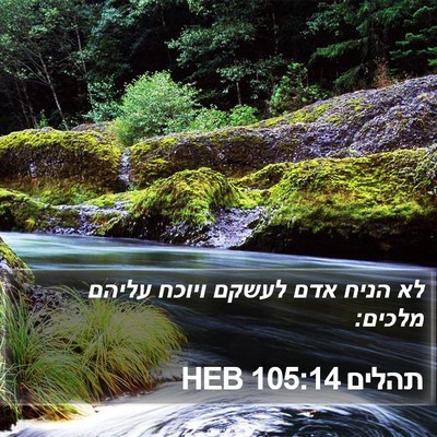 תהלים 105:14 HEB Bible Verse Image