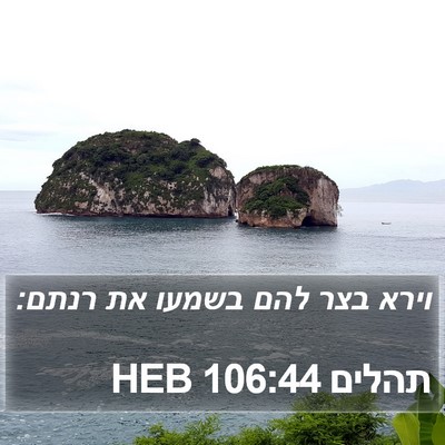 תהלים 106:44 HEB Bible Verse Image