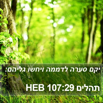 תהלים 107:29 HEB Bible Verse Image