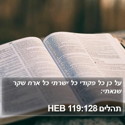תהלים 119:128 HEB Bible Verse Image