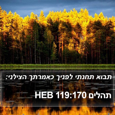 תהלים 119:170 HEB Bible Verse Image