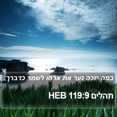 תהלים 119:9 HEB Bible Verse Image