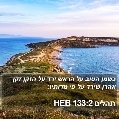 תהלים 133:2 HEB Bible Verse Image