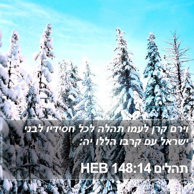 תהלים 148:14 HEB Bible Verse Image