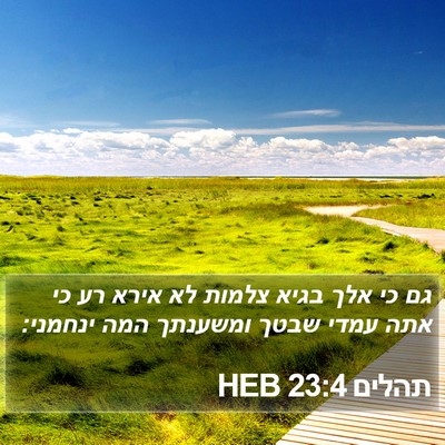 תהלים 23:4 HEB Bible Verse Image