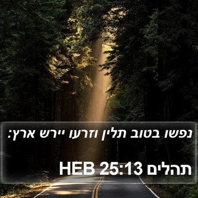 תהלים 25:13 HEB Bible Verse Image