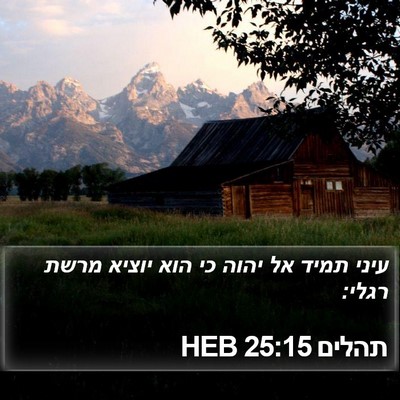 תהלים 25:15 HEB Bible Verse Image