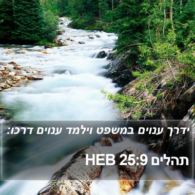 תהלים 25:9 HEB Bible Verse Image