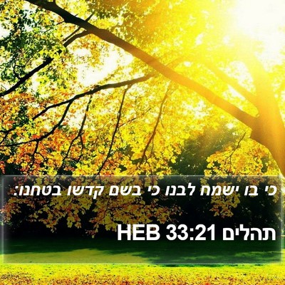 תהלים 33:21 HEB Bible Verse Image