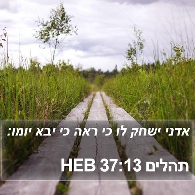 תהלים 37:13 HEB Bible Verse Image