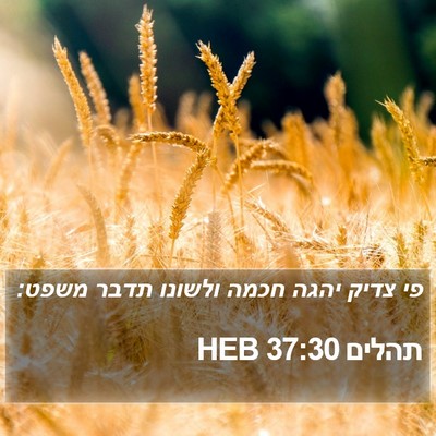 תהלים 37:30 HEB Bible Verse Image