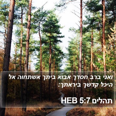 תהלים 5:7 HEB Bible Verse Image