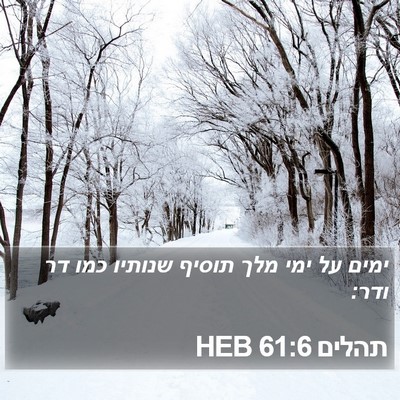 תהלים 61:6 HEB Bible Verse Image